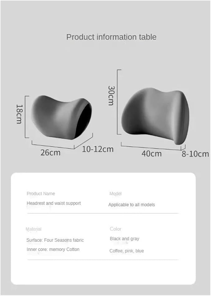 Car Neck Pillow and Lumbar Support Cushion - Memory Foam Backrest for Driver Seat Comfort(G)