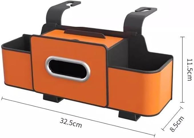 Car Organizers and Storage Box Behind Seat, Car Organizer Back of Seat, 4 in 1 Multifunctional Cars Organizer, For Snacks, Drinks, Bag Hook, Keep Tidy & Organized (Orange+Black)