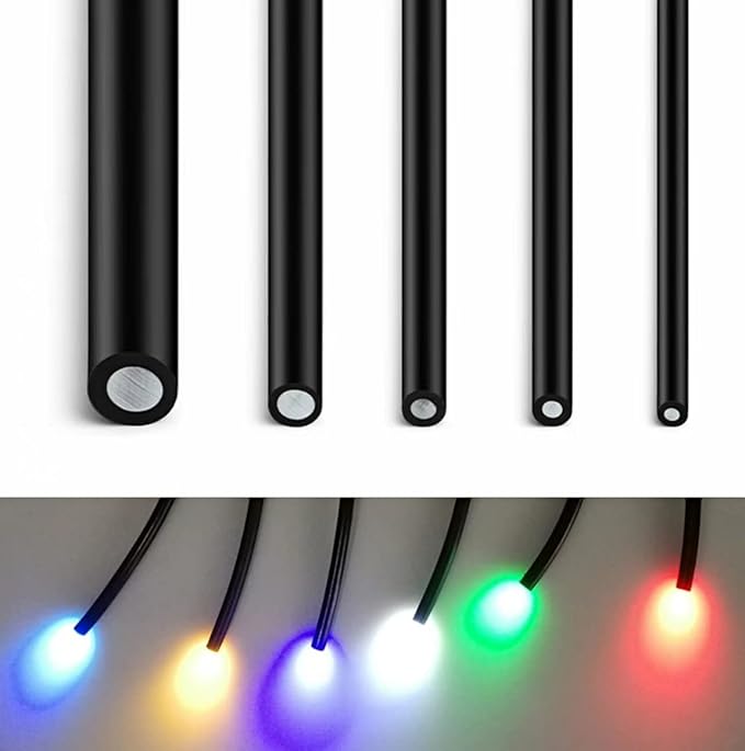 YWEWY Black Skin Cover PMMA Plastic Endeglow Optic Fiber Cables for Car Led Light Source (30ft Long) (0.10in)