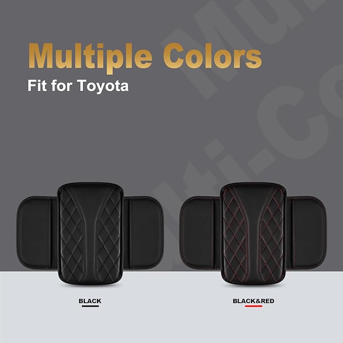 Center Console Cover Fit for 4Runner Scratch & Wear Resistant Waterproof Middle Console Cover with 2 Storage Bags(Black&Redline)