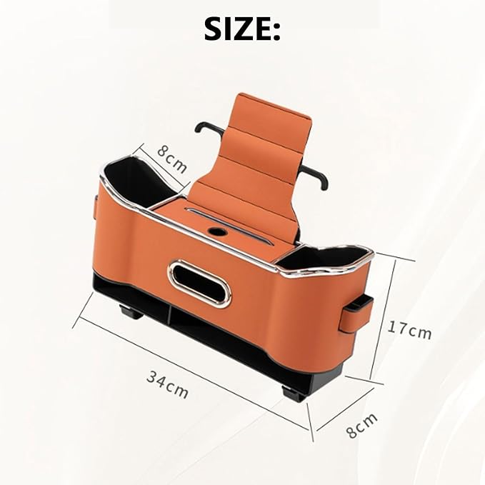 Multifunctional Car Seat Back Storage Box, Multifunctional Car Logo Seat Back Storage Box, Universal back seat car organizer, Car Tissue Organizer Back Seat with 2 Drink Cup Holder (Orange)