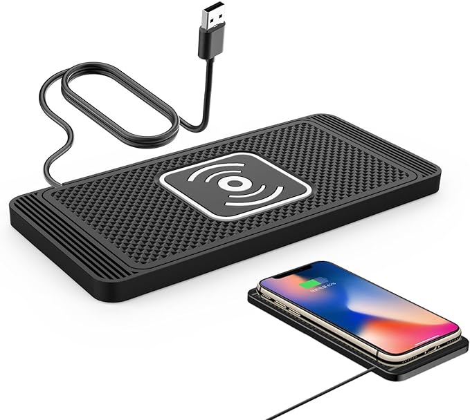 Car Wireless Charger Pad for Toyota Tundra SR5, Fast 15W Slim Qi Wireless Charging Pad with USB/Type-C Cable Non-Slip Charging Mat for Car,15W-USB