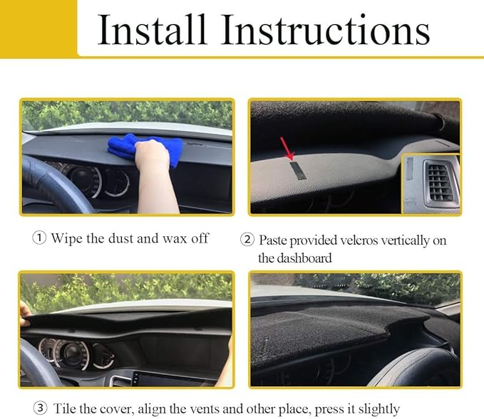 Dash Cover Mat Custom Fit for Toyota Tundra 2014-2021 Dashboard Cover Pad Carpet Protector F108(Black)