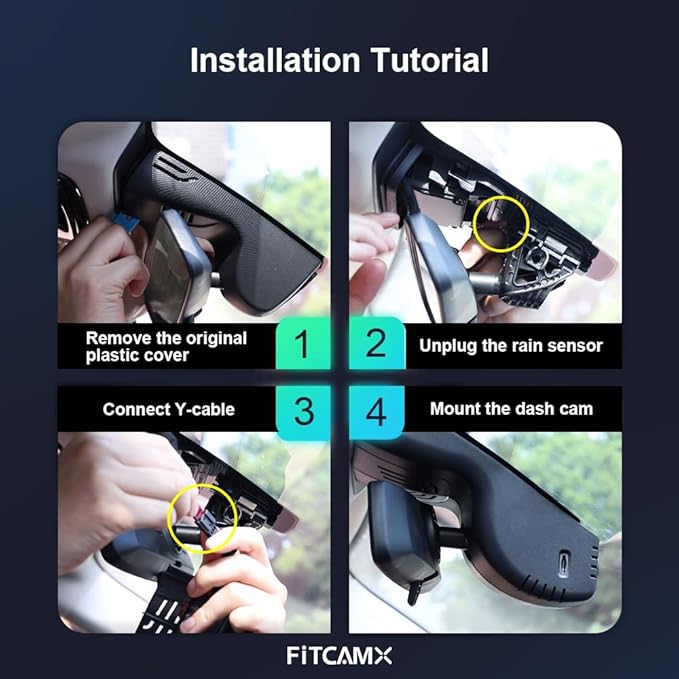 Fitcamx Front 4K+Rear 1080P Dash Cam Suitable for BMW 4 Series M4 2020-2024 430i 440i M440i Xdrive G22 G23 G26 G82 G83 (HD2-6308), OEM Look, Dual Loop Recording, WiFi & APP, G-Sensor, 128GB Card