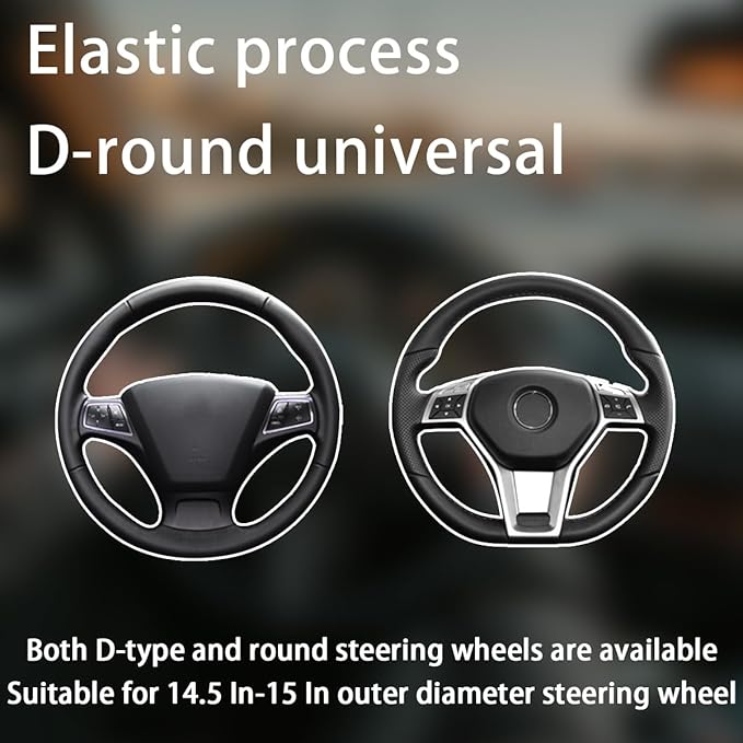 BELOMI Leather Car Steering Wheel Cover, Universal 15 Inch for Car Truck SUV, Non-Slip and Breathable, Sport Style Design Odorless Steering Wheel Protector, Automotive Interior Accessories (Beige)