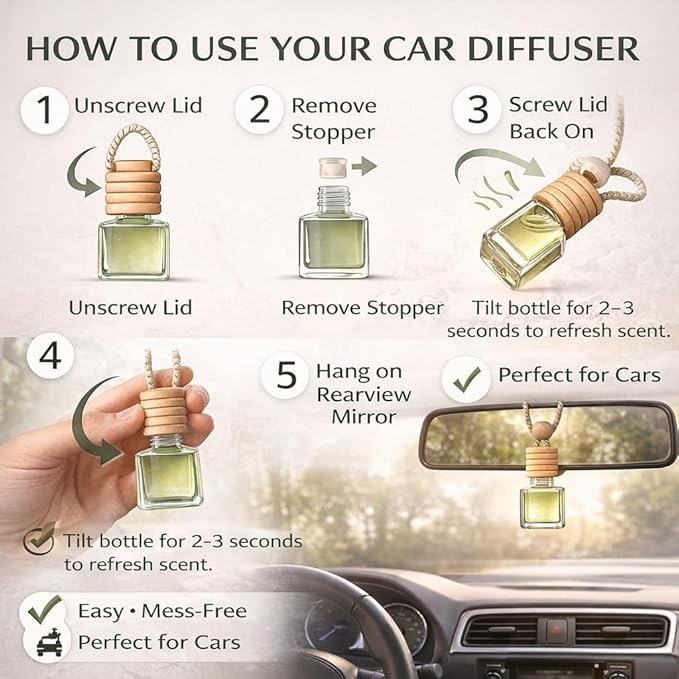 4 Pack Air fresheners | Long lasting car air fresheners, Hand-made in USA | Small room diffuser | Small Business Woman Owned. (10 ml Fresh & Earthy Pack Mix)