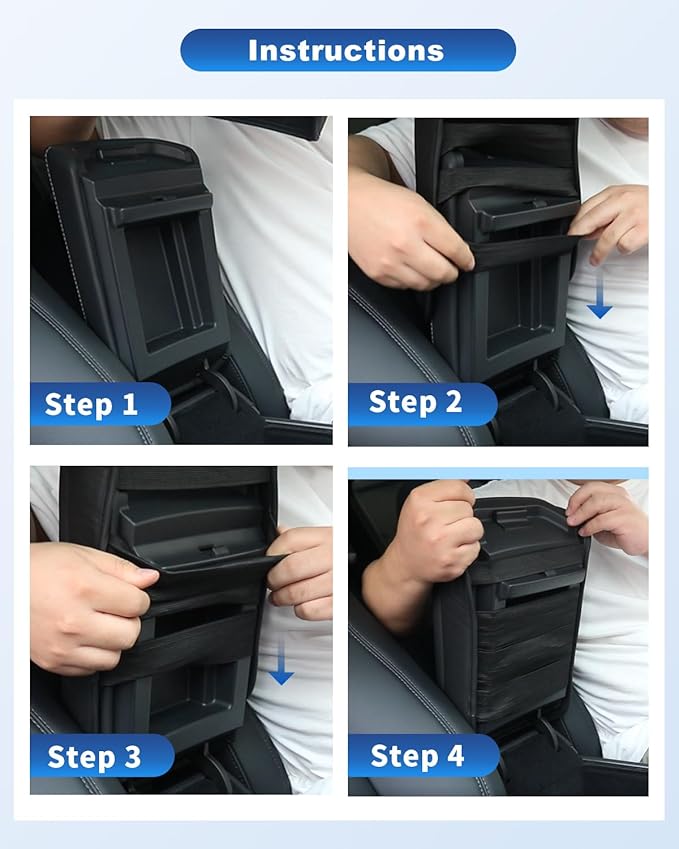 CDEFG for 2024 2025 2026 Chevy Blazer EV Center Console Cover for 2024 2025 2026 Chevrolet Blazer EV LT/RS Accessories Armrest Cover Middle Console Pad Arm Rest Cushion (Black Thick)