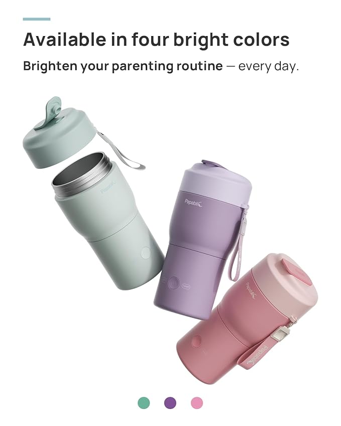 Papablic Pro Portable Bottle Warmer for Travel – 2.5 Min Fast Heating, Built-in Sterilizer, 5 Temp Settings, Baby Milk & Formula Warmer On the Go, Long Battery, Smart Keep Warm, Mint Green