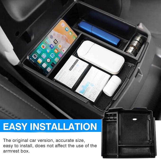 Autorder Center Console Organizer for 2022-2026 Kia Carnival KA4 MPV Accessories Armrest Storage Box Secondary Insert Tray with Orange/Black Silicone Pad