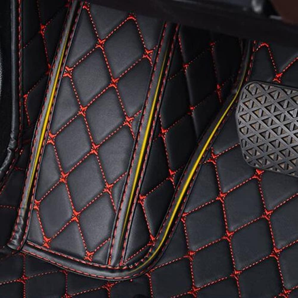 Custom All-Weather Protection Luxury Leather Floor Mats for Cars SUVs Trucks According Anti-Slip Leather Floor mats (8,Red Beige)