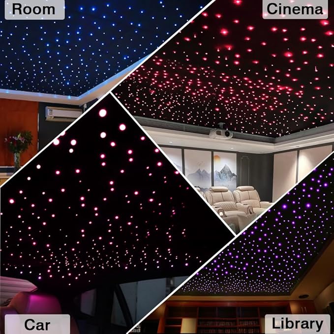 FIREWORK Starlight Headliner Kit, Fiber Optic Lights 10W RGBW Twinkle+Music Effect+APP+Remote, Mixed Diameter Fibers 420pcs of 9.8ft/3m (0.03+0.04+0.06in) for Star Lights for Car/EV & Home Ceiling