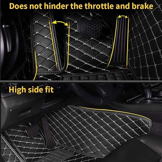 Custom Making Car Floor Mats for 90% Car Model Luxury Leather All Weather Waterproof Anti-Skid Full Coverage Liners (Blue)