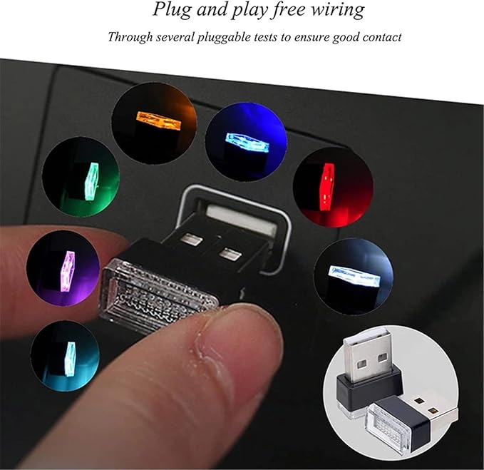 1/4/10 PCS USB LED Light Car Interior Styling Atmosphere Decorative Lamps Mini Universal Portable Ambient Lighting Kit Red Bule(1 PCS_Red)