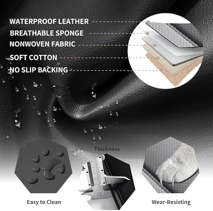 Car Seat Covers Custom Fit for Chevrolet/Chevy Sonic 2011-2020 , Premium Faux Leather Waterproof Car Seat Protectors with Lumbar Support, Breathable Anti-Slip Easy to install(Black&Gray,Full set)