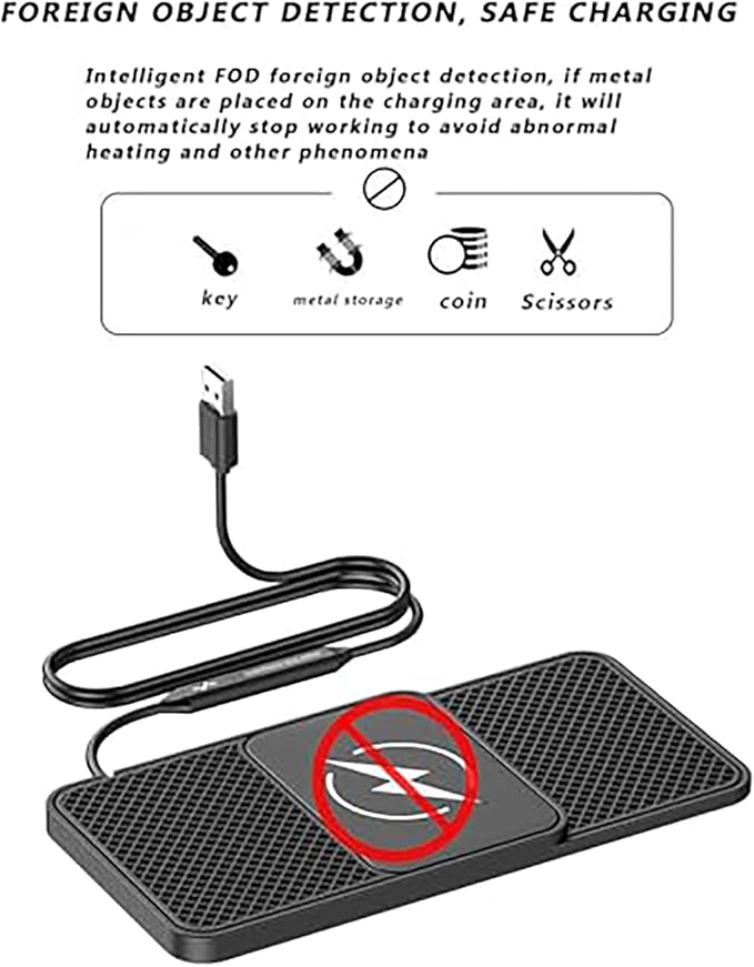 Wireless Car Charger Pad for Benz C 219 2004–2010,20W Fast Wireless Phone Charger Cell Phone Cordless Charging mat,Non-Slip Phone Charging,30cm Cable USB