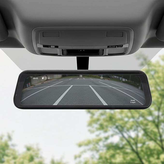 Stinger Universal 9.66โ 4K UHD Touchscreen Digital Rear View Mirror Monitor & 4K Front Dashcam, 2K Back Up Camera, Anti-Glare Night Vision, Built-in DVR w/ 64GB SD Card, Impact Detection