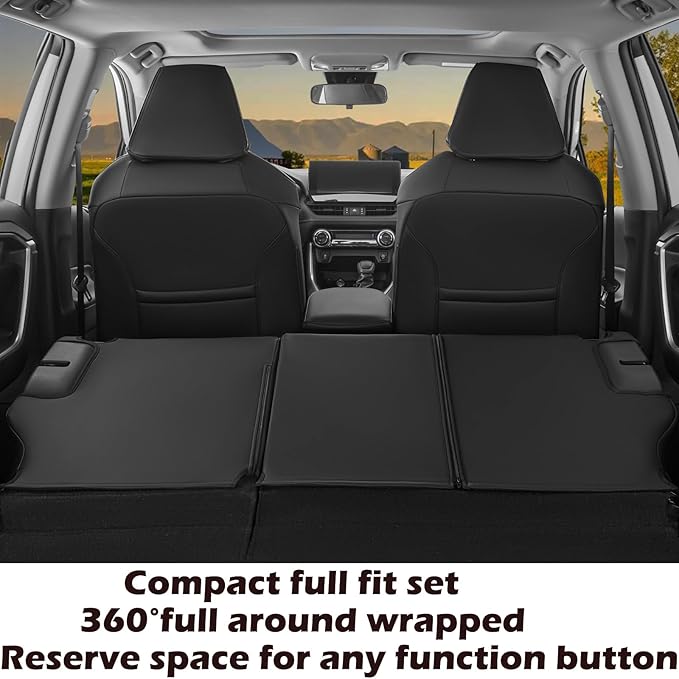 HKZ Fit RAV4 Car Seat Covers Set for 2019 2020 2021 2022 2023 2024 Toyota RAV4 Adventure and TRD-Off Road (Not for Hybrid) - 5 Seats Full Set Leather(Black/Gray)