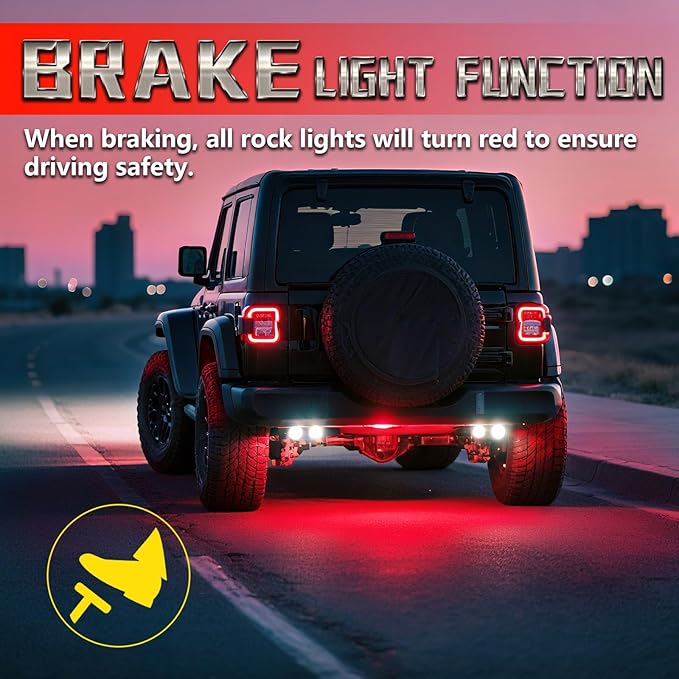8 Pods Metal RGBW Rock Lights,LED Upgraded RGB Underglow Lights for Truck Jeeps ATV UTV Golf Cart RZR SXS Offroad,IP68 Waterproof Metal Multicolor Neon Underglow Kit with APP/RF Remote Music Mode,12V