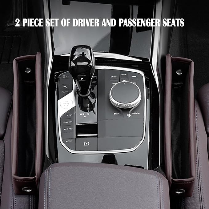 Car Seat Gap Filler 2 Pack Car Gap Filler Seat Organizer Front Seat Leather Car Accessories, Car Essentials for SUV Truck, Adjustable Seat Gap Filler Organizer (Brown,1 Pack)