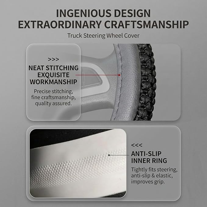 Size 16-20 Inch Ice Silk Ventilation Multi-Style Comfy Grip Steering Wheel Cover for Truck, Bus, Big Rig Trucker,SUV, Anti-Slip Design 16-20 Inch (BlackRed, 17)