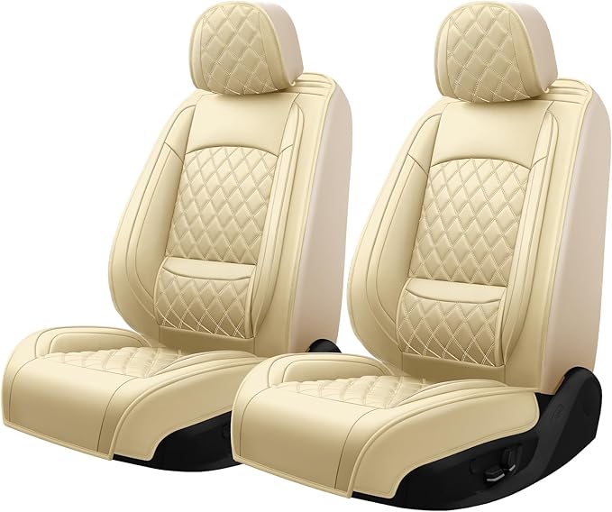 Fit for Venue Seat Covers Compatible with Hyundai Venue 2020-2026 - Waterproof Breathable Leather Automotive Seat Cushions Protector,Only 2 Front seat Covers(Beige)