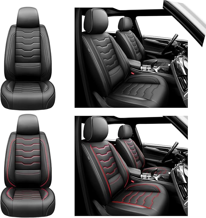 Fit Kicks Car Seat Covers, Compatible with Nissan Kicks 2018 2019-2026 -Premium Leather, Waterproof Breathable All-Weather Seat Cushion Protector Airbag Compatible(2 Seats Front Pair, Black