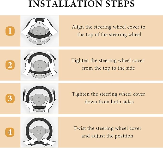 Boho Steering Wheel Cover, 15 Inch Coarse Flax Cloth Ethnic Style Anti-Slip Car Wheel Wrap, Universal Breathable Bohemian Steering Wheel Protector for Cars Vans Trucks (H)
