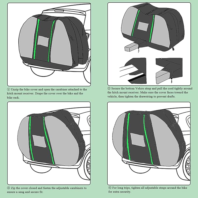 JUIN Bike Cover for Transport on Rack: 900D Waterproof Heavy Duty Bicycle Cover for Single Bike on Car Hitch Storage - Rear Outside Tarp for Outdoor Travel - Clear