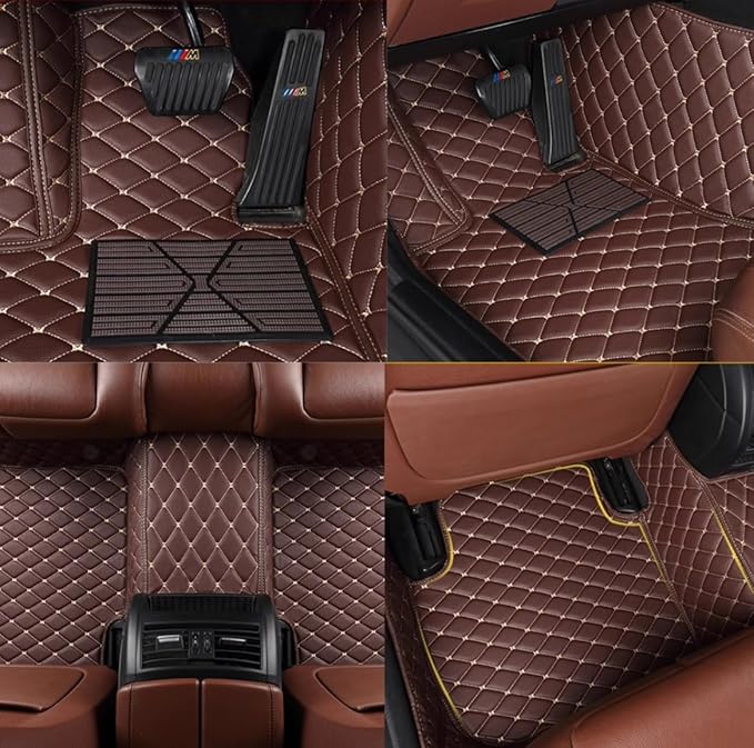 Custom Personalized Floor Mats for Cars,Luxury Full Coverage All Weather Car Floor Mats,Anti-Slip Leather Car Mat Set ,Custom Floor Mats for 99% of Cars, Trucks & SUVs (3D Gray and Black)