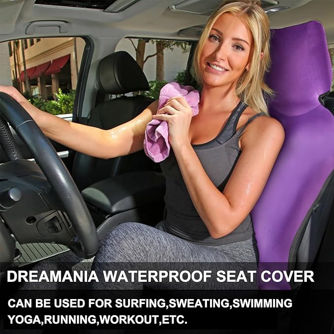 INFANZIA Premium Waterproof Seat Cover Towel Protector Neoprene Universal Fit, Upgraded 100% Washable & Removable Non-Slip Sweat Carseat Towel Covers, Perfect for Gym/Yoga/Workout(Purple,1PCS