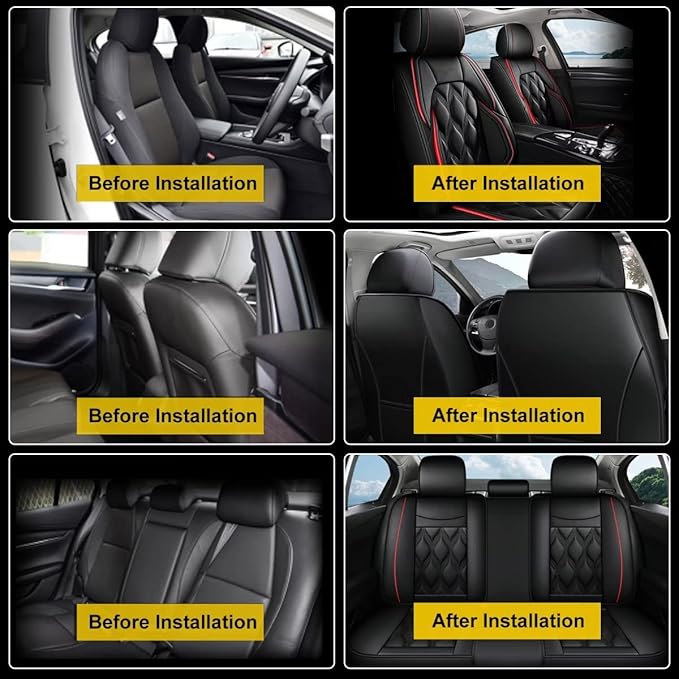 AOMSAZTO Car Seat Covers,Full Set 5 Seats Custom Fit for Nissan Altima 2009-2025 2026,Faux Leather Automotive Cushion Covers Seat Protector,Airbag Compatible Waterproof Black