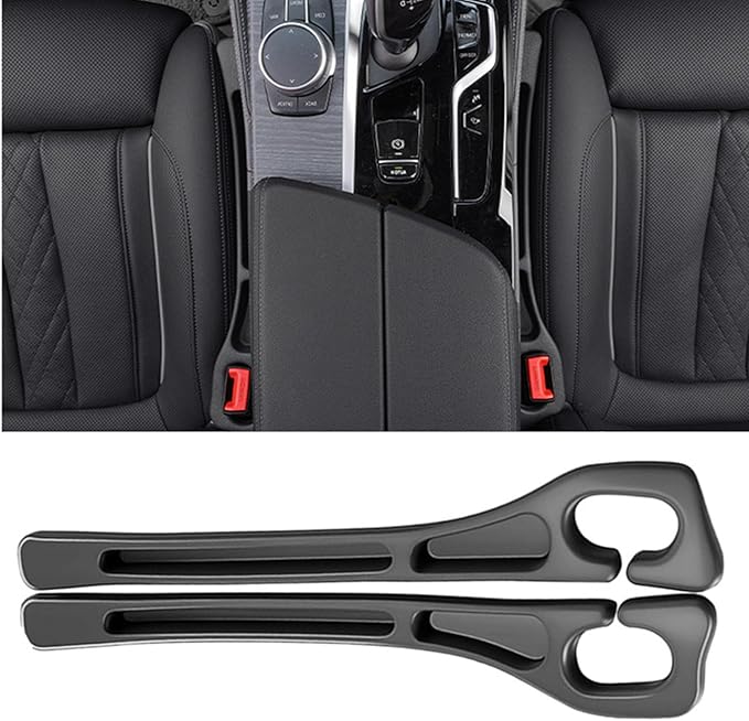 Car Seat Gap Filler 2-Pack, Universal Car Seat Gap Filler Organizer, Seat Gap Plug โ Fills Gap Between Seat & Console, Drop-Proof Guard for Phones, Keys & Cards, Fits Cars, SUVs, Trucks, Black