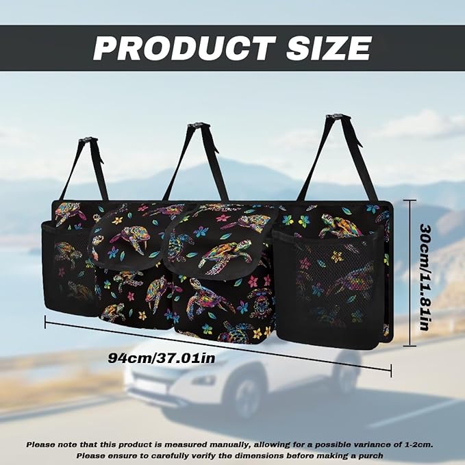 Color Turtles Trunk Organizer Hanging Cargo Storage Bag Large Capacity Cargo Storage Bag Sturdy Car Organization for SUV,Truck,Van