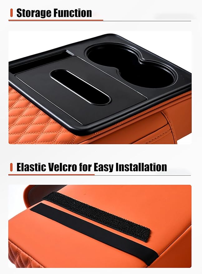 Car Armrest Center Console Cover for Lincoln Navigator L 2018–2025, Center Console Pad with Cup Holder, Multifunctional Armrest Cushion,C Coffee