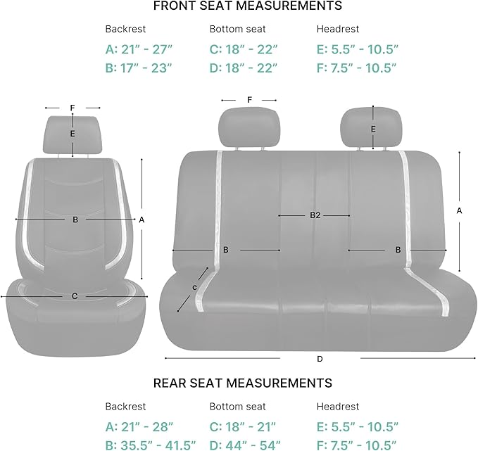 FH Group Full Set Faux Leather Car Seat Covers - Universal Fit, Low Back Front Seat Covers, Airbag Compatible, Split Bench Rear, Seat Cover for SUV, Sedan, White