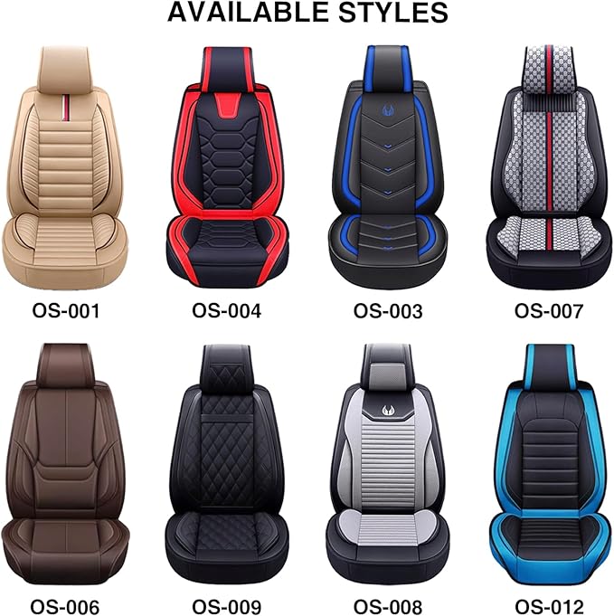 OASIS AUTO Car Seat Covers Front Seats Premium Waterproof Faux Leather Cushion Universal Accessories Fit SUV Truck Sedan Automotive Vehicle Auto Interior Protector (OS-001 Tan)