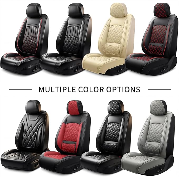 Fit for Accent Seat Covers Compatible with Hyundai Accent 2017-2026 - Waterproof Breathable Leather Automotive Seat Cushions Protector,Airbag Compatible,Full Set 5 Seats(Beige)