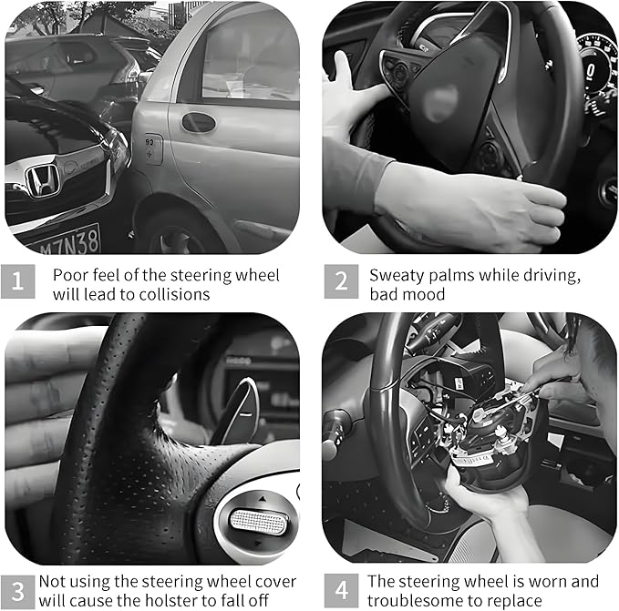 Steering Wheel Covers for Car, Truck, and SUV, Cute Non-Slip Breathable Elastic Steering Wheel, Car Accessories, Universal 15 Inch Leather Cover for Men Women Colorful Butterflies