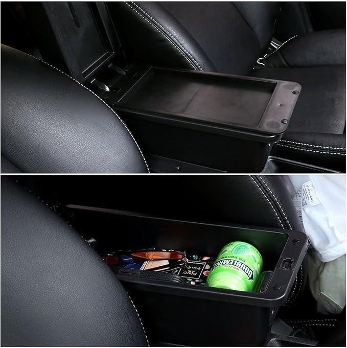 AULPHIKE Compatible with Nissan Versa Armrest 2012-2019 Car Center Console Organizer Armrests Double Layer Storage with 3 USB(Black)