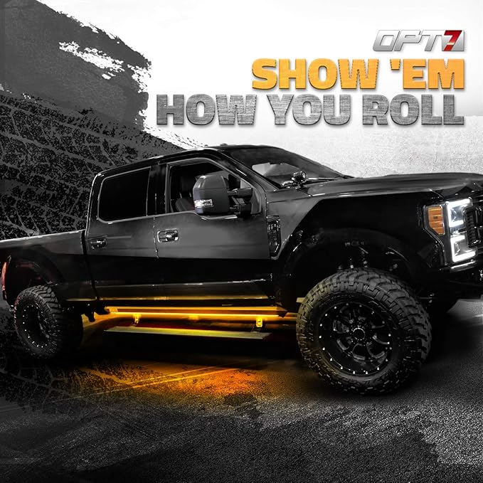 OPT7 Sidekick 60" Running Board Lights 2PCS LED Strips w/Amber Turn Signal Side Marker, DRL, White Courtesy Light for Regular Super Cab Trucks Pickup SUV Trailer - Truck Decorations
