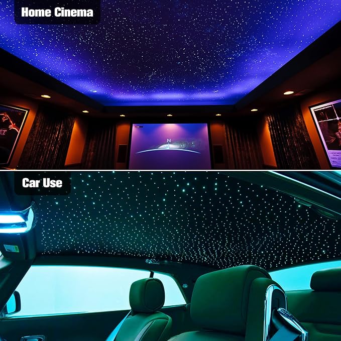 CHINLY Twinkle 150pcs 6.5ft 0.03in Starlight Headliner Fiber Optic Lights kit, Music Mode Bluetooth APP Control Remote, RGBW Star roof Lights for Star Headliner/Home Theater/Pool Ceiling