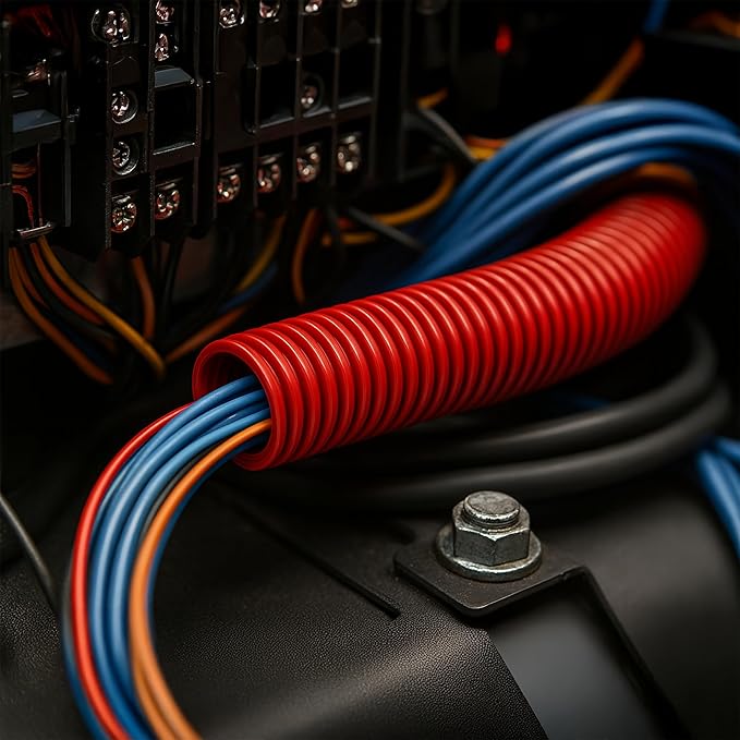 Electriduct Split Wire Loom Tubing Polyethylene Corrugated Flexible Conduit - 3/8" Nominal Size - 100 Feet - Orange