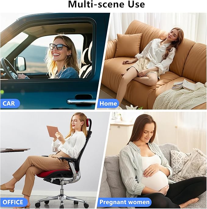 Memory Foam Truck Seat Cushion & Lumbar Support Set – Ergonomic U-Shape Tailbone Relief + L-Shape Back Cushion for Long-Haul Semi/Pickup Drivers Breathathable Cover Non-Slip Bottom Dark Blue