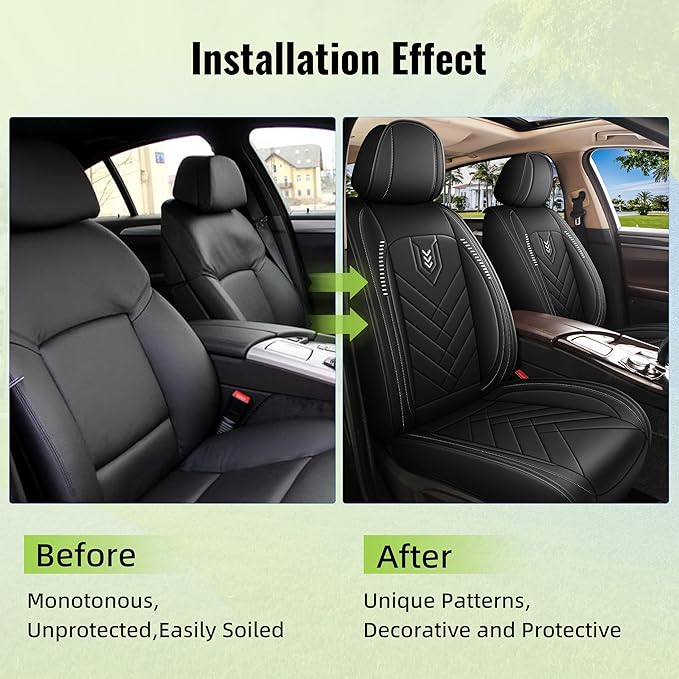 AOMSAZTO Car Seat Cover for Chevrolet Chevy Trax 2024 2025 2026 Front Set, Leather Car Seat Protector Waterproof, Non Slip Car Seat Cushion, Interior Seat Covers Automotive Accessories - Black