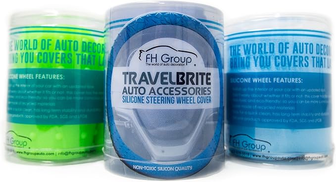 FH Group Universal Fit Silicone with Nibs and Pattern Massaging Grip Steering Wheel Cover Fits Most Cars, SUVs, Trucks and Vans Green
