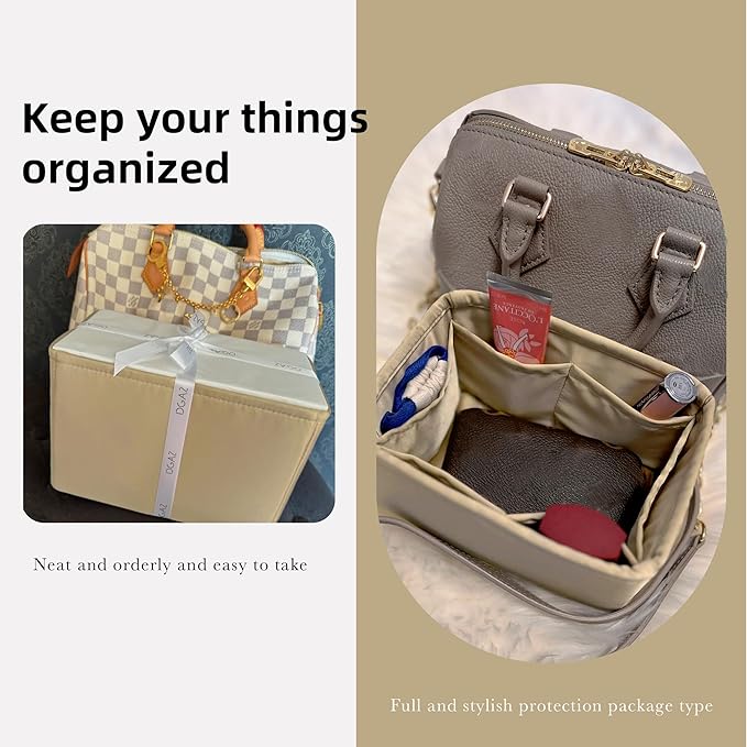 DGAZ Silk Purse Organizer Insert Fits LV Speedy 16/20/25/30/35/40/45 bags,Silky Smooth Bag Organizer,Luxury Handbag & Tote Shaper(S2 trench,New nano 16)