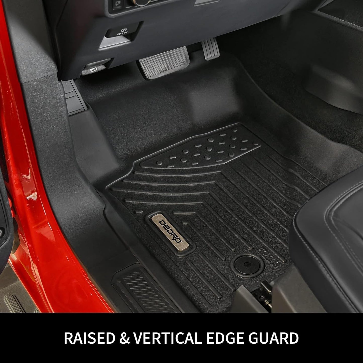 OEDRO Floor Mats 2 Row Liner Set Compatible with 2022-2025 Nissan Frontier Crew Cab w/ 2nd Row Under-Seat Storage, Black TPE All-Weather Guard - Custom Fit