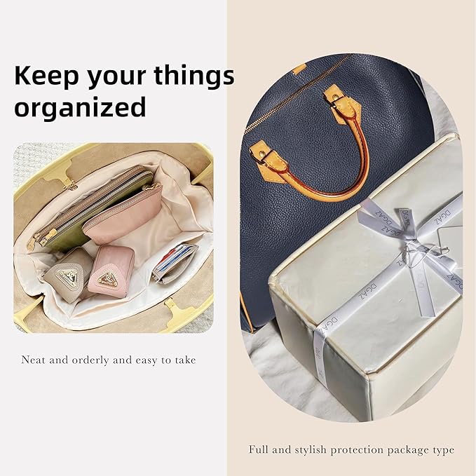 DGAZ Silk Purse Organizer Insert Fits LV Speedy 16/20/25/30/35/45 bags,Silky Smooth Bag Organizer,Luxury Handbag & Tote Shaper(Craie,SP25)