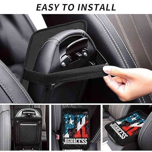 Puerto Rico Flag Colors Style Car Auto Armrest Cushion Cover Accessories Center Console Seat Box Pad Protector Universal Decoration for Most Vehicle SUV Truck