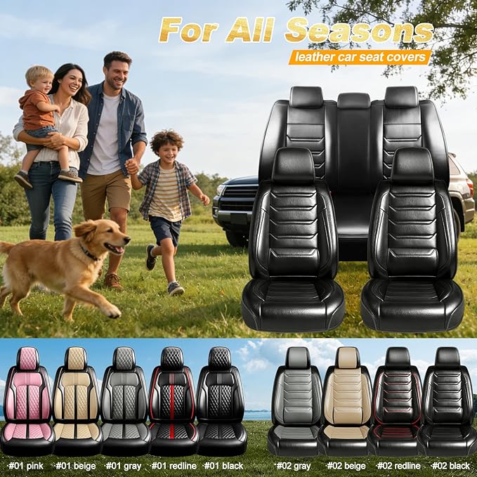 Fit CX-30 Car Seat Covers (Front Pair) for Select Mazda CX30 2020-2025, Premium Full Coverage Leather, Airbag Compatible, Waterproof All Weather Breathable Seat Cushion Protector, Black